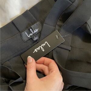 NWT Lulus Black Wide Leg Paper Bag Pants Sz Large